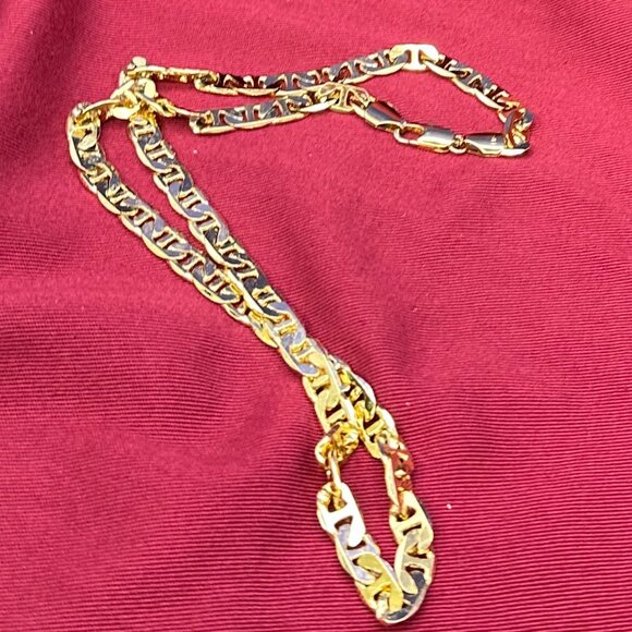 14KGP Mariner Link Chain Necklace Unisex Gold-Plated - Picture 14 of 14